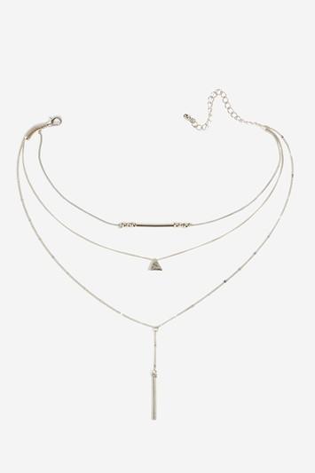 Topshop Triangle And Bar Multi Row Necklace