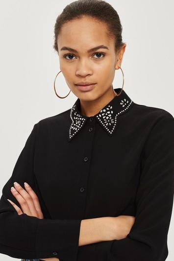 Topshop Gem Collar Blouse