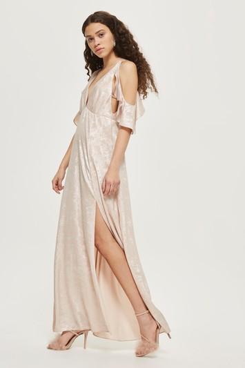 Topshop *foil Cold Shoulder Maxi Dress
