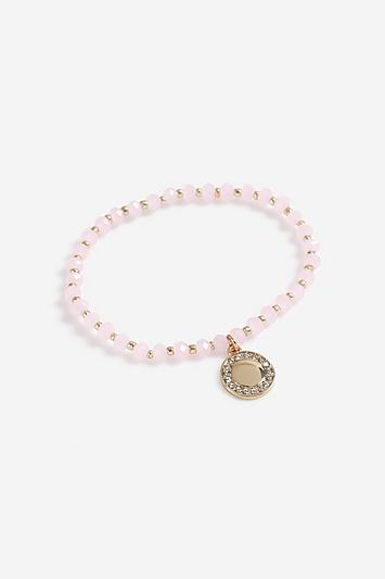 Topshop *rose Quartz And Gold Bracelet