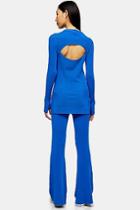*cobalt Blue Flare Knit Trousers By Topshop Boutique