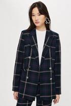 Topshop Petite Double Breasted Check Jacket
