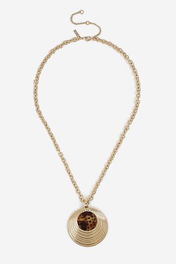 Topshop *shell Inlay Disc Pendant Necklace