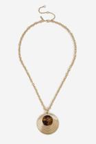 Topshop *shell Inlay Disc Pendant Necklace