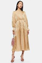 Topshop Gold Ruched Dress
