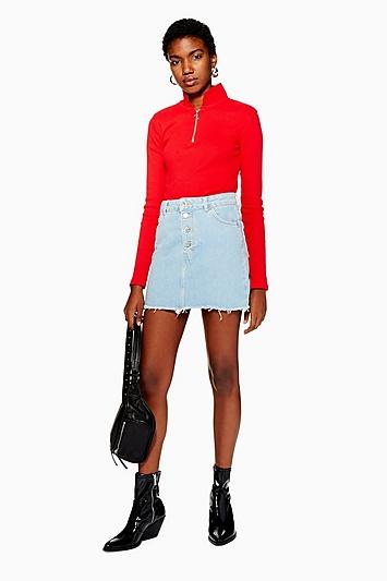 Topshop Denim Button Up Skirt
