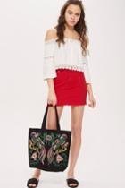 Topshop Parrot Embroidered Tote Bag