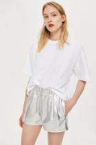 Topshop *leather Runner Shorts By Boutique