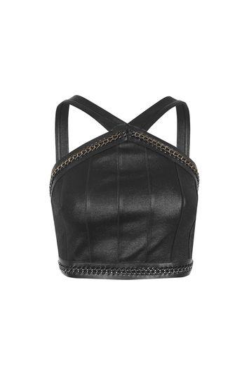 Topshop Wet Look Bandage Crop Top