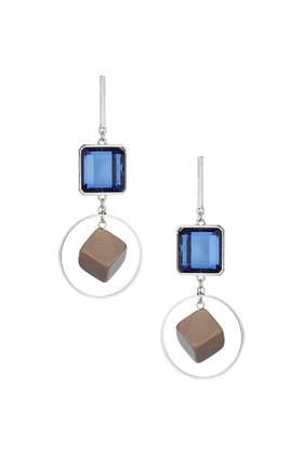Topshop Stone Circle And Wood Drop Earrings
