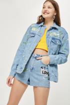 Topshop 'love Me Not' Embroidered Mom Shorts