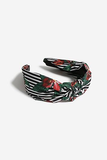 Topshop *stripe Floral Knot Headband