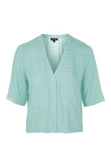 Topshop Double Pocket Cropped Shirt