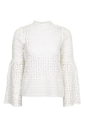 Topshop Chemical Lace Trumpet Sleeve Top