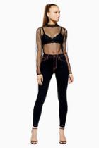 Topshop Black Neon Stitch Jamie Jeans