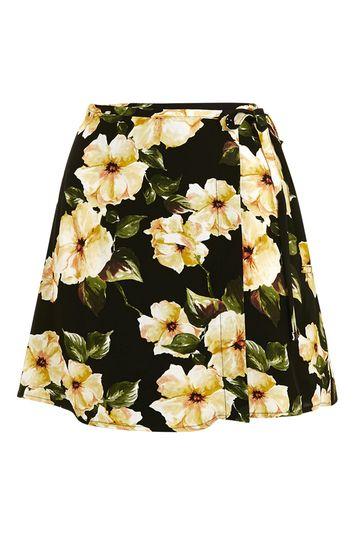 Topshop Floral Wrap Mini Skirt