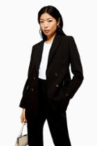 Topshop Black Double Breasted Jacket