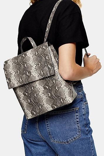Topshop Blaze Grey Snake Backpack