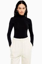 Topshop Black Long Sleeve Funnel Top