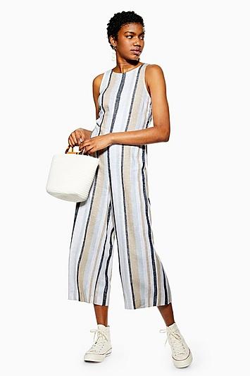 Topshop Twist Back Linen Blend Jumpsuit
