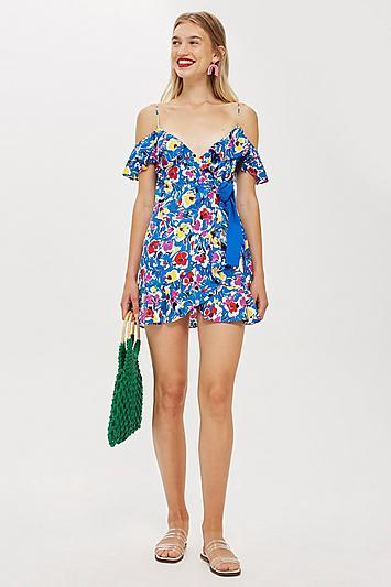 Topshop Tall Strappy Floral Mini Dress