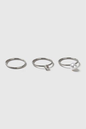 Topshop Pearl Midi Ring Pack