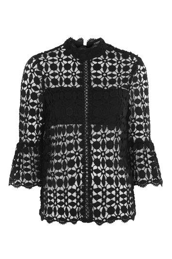 Topshop *crochet Lace Peplum Style Blouse By Rare