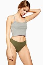 Topshop Khaki Ribbed High Waist Knickers