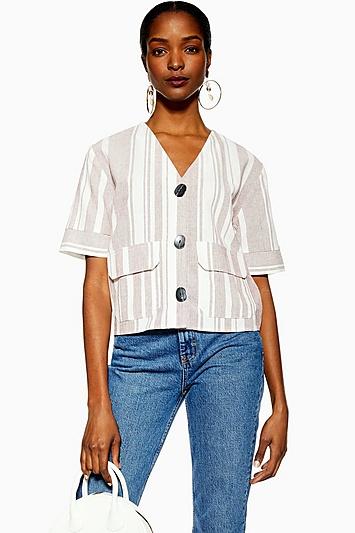 Topshop Stripe Button Down Top