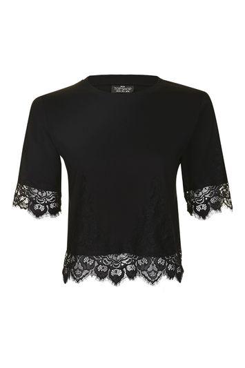 Topshop Petite Lace Petal T-shirt
