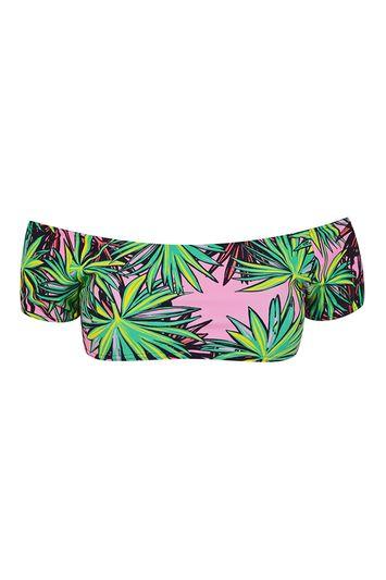 Topshop Palm Print Bardot Bikini Top By Kendall + Kylie At Topshop