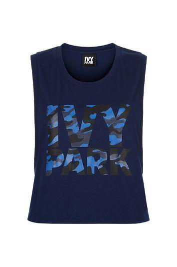 Topshop Camo Logo Cropped Tank Top By Ivy Park