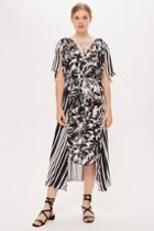 Topshop *palm Print And Striped Dress By Boutique
