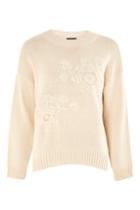 Topshop Cream Tonal Embellished Jumper