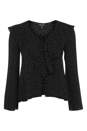 Topshop Ditsy Spot Frill Tie Top