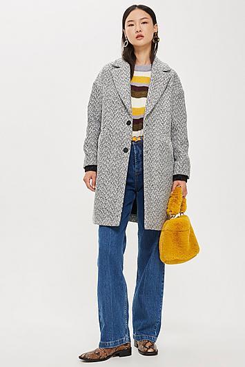 Topshop Petite Herringbone Check Coat