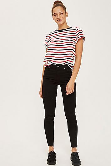 Topshop Black Raw Hem Jamie Jeans