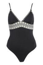 Topshop Zig Zag Trim Swimsuit