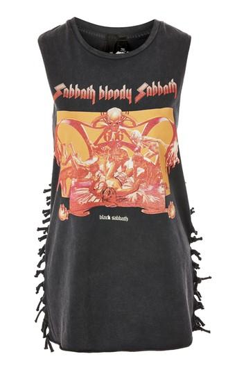 Topshop Black Sabbath Tie Side Tank Top By And Finally