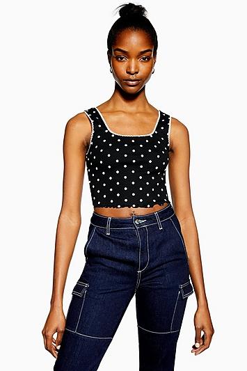 Topshop Polka Dot Picot Tank