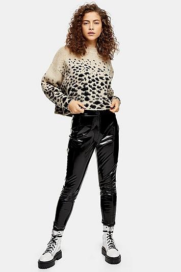 Topshop Petite Black Skinny Vinyl Trousers