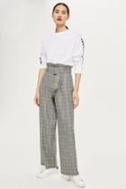 Topshop Mustard Check Wide Leg Trousers
