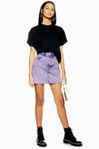 Topshop Purple Acid Wash Mini Skirt