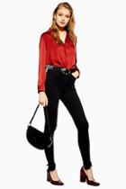 Topshop Black V Hem Jamie Jeans