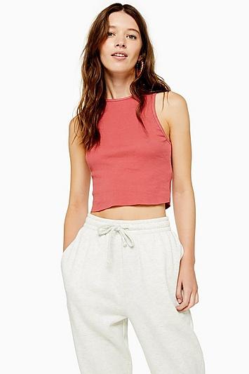 Topshop Racer Ribbed Raw Hem Vest