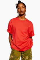 Topshop Red Boxy Roll T-shirt