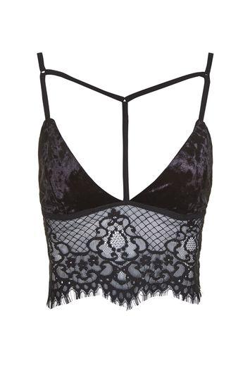 Topshop Eyelash Velvet Bralet
