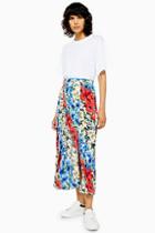 Topshop Tall Floral Box Pleat Midi Skirt