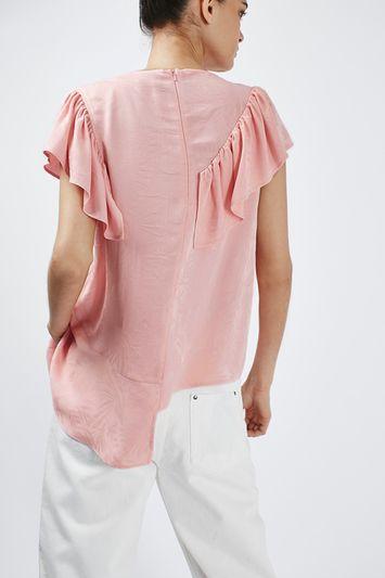Topshop Jacquard Ruffle Top By Boutique