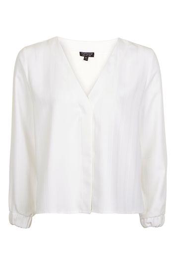 Topshop Ruched Cuff Long Sleeve Blouse